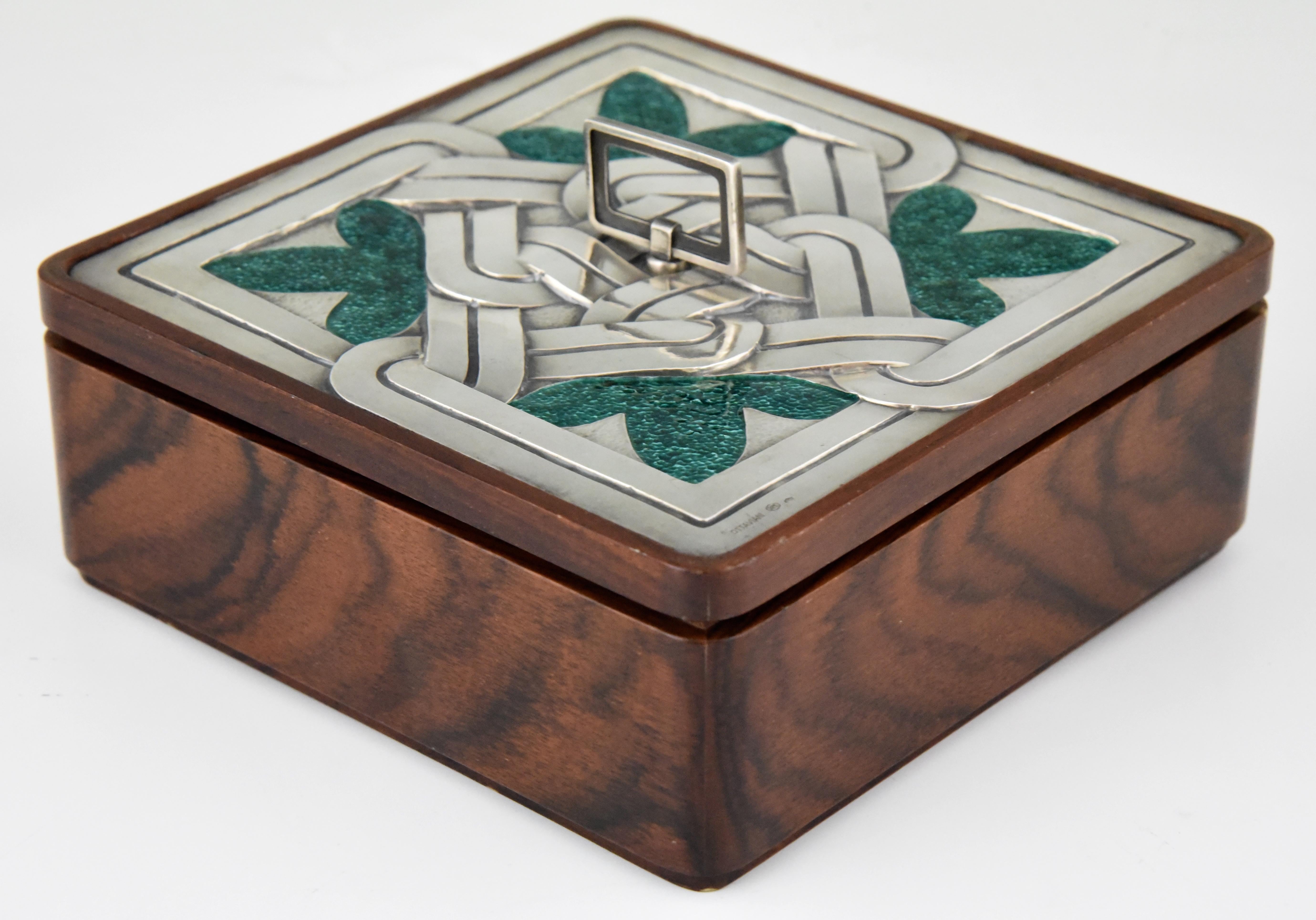 Midcentury Enamelled Sterling Silver and Wood Box Ottaviani, 1960 In Good Condition In Antwerp, BE