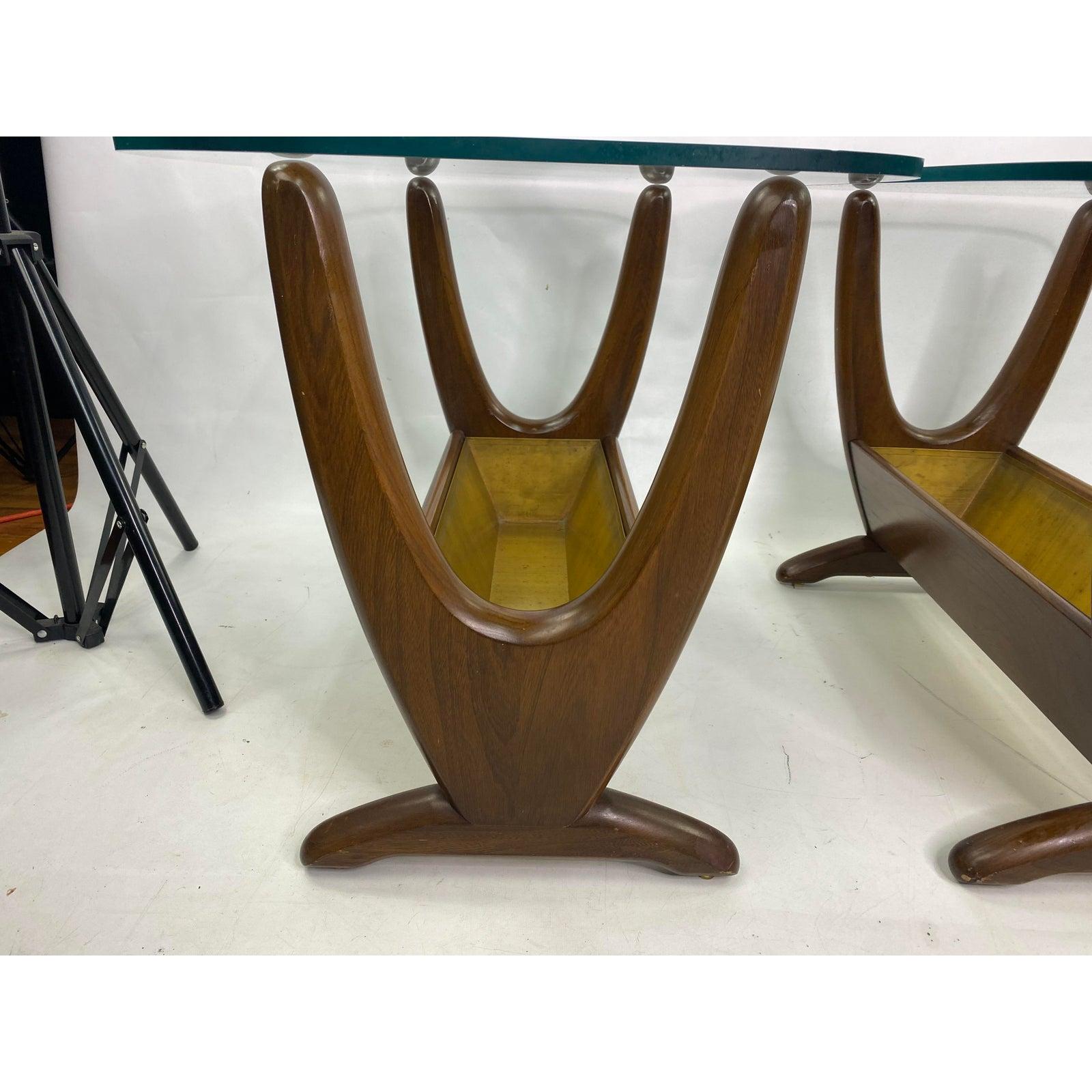 Mid-Century Adrian Pearsall style End Tables W/ Planters , a Pair In Good Condition For Sale In Esperance, NY