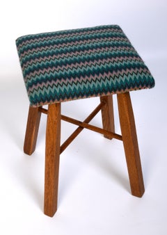 Mid Century English Arts And Crafts Oak Stool C.1950