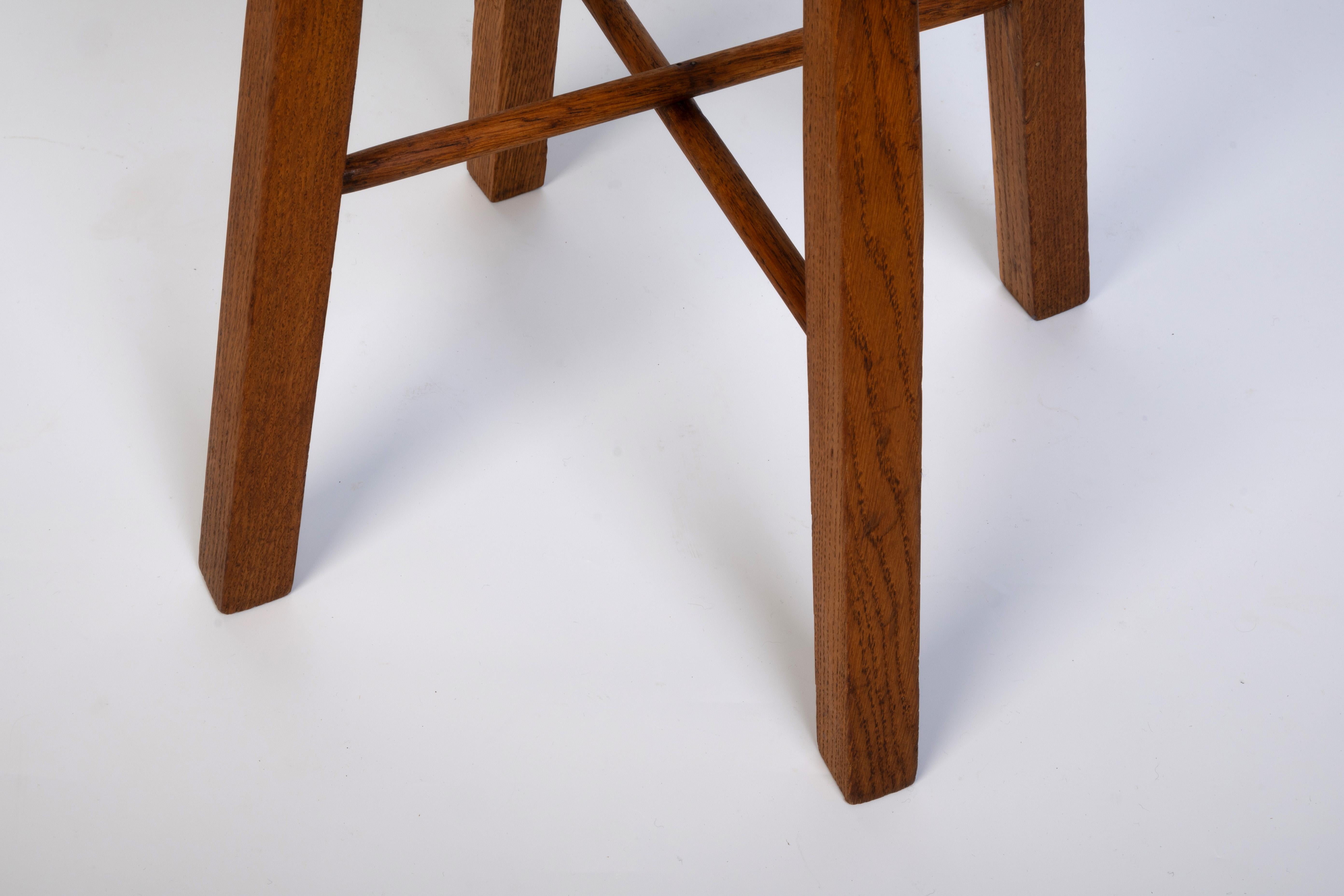 Mid Century English Arts And Crafts Oak Stool C.1950 For Sale 3