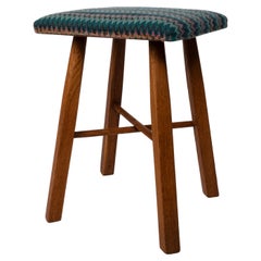Mid Century English Arts And Crafts Oak Stool C.1950