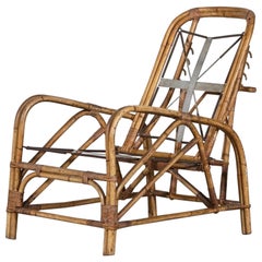 Mid-Century English Bamboo Reclining Armchair