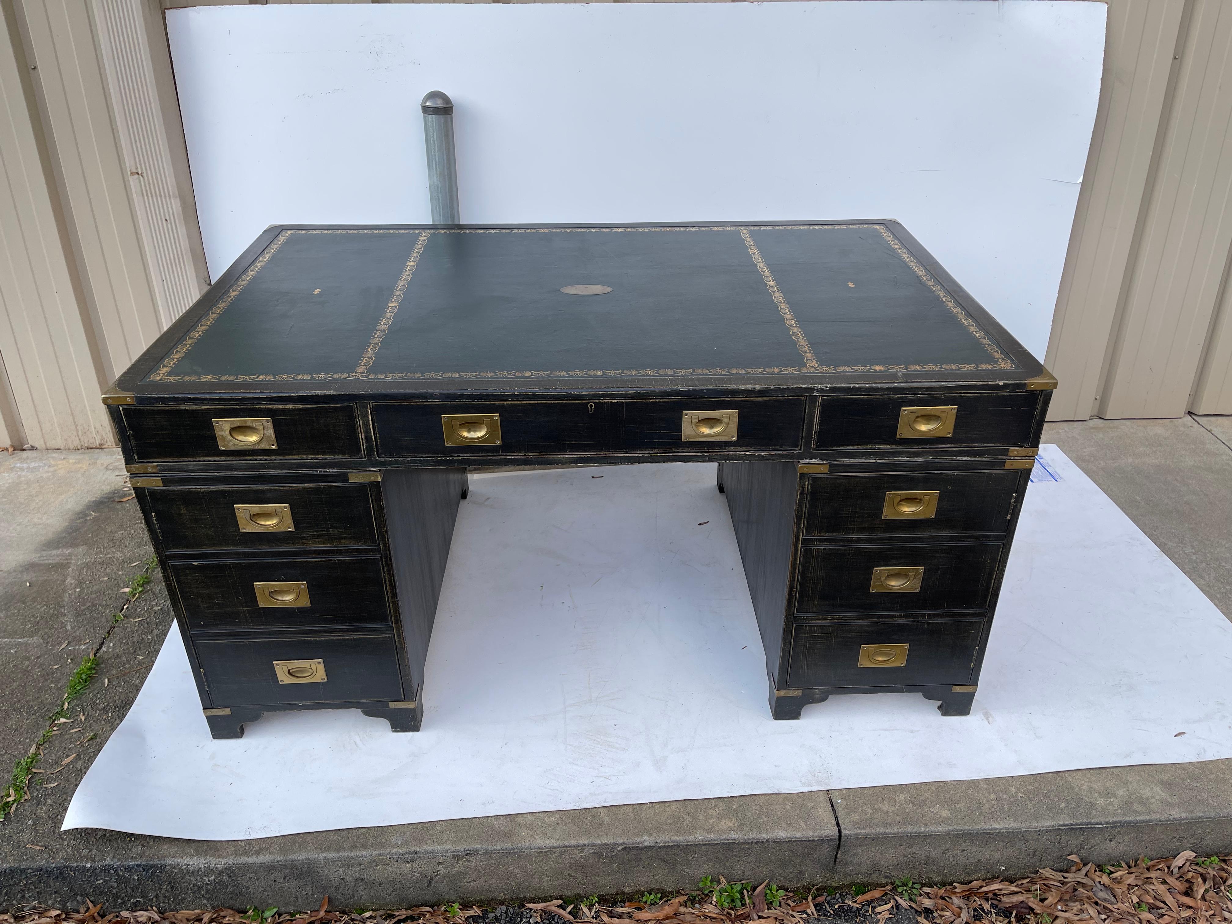 Brass Mid-Century English Bevan Funnell Ltd. Campaign Style Partners Desk