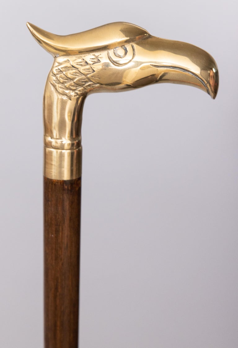 Mid-Century English Brass Eagle Walnut Tippling Walking Stick with Hidden  Flask at 1stDibs