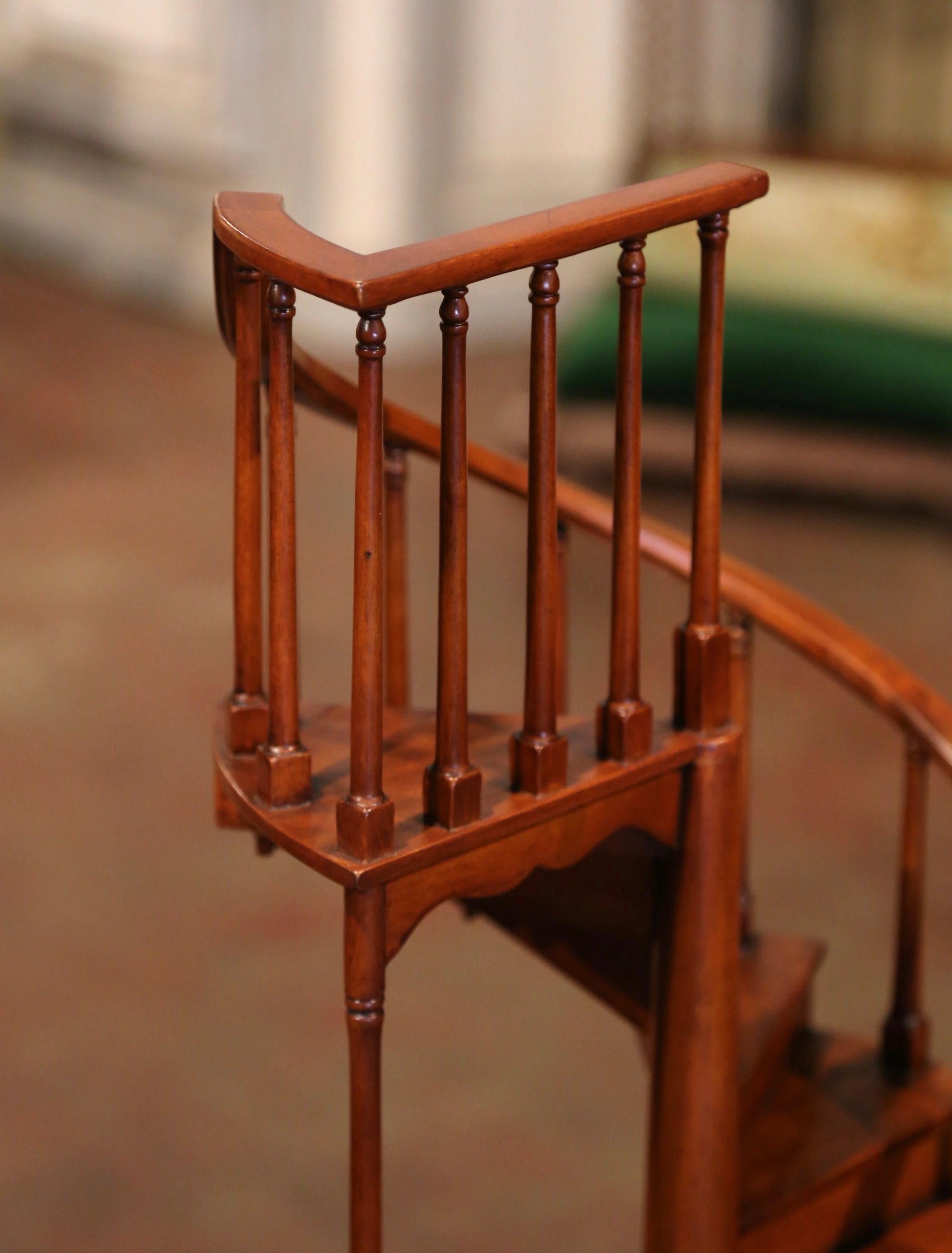 Midcentury English Carved Mahogany Miniature Circular Stair Model 1