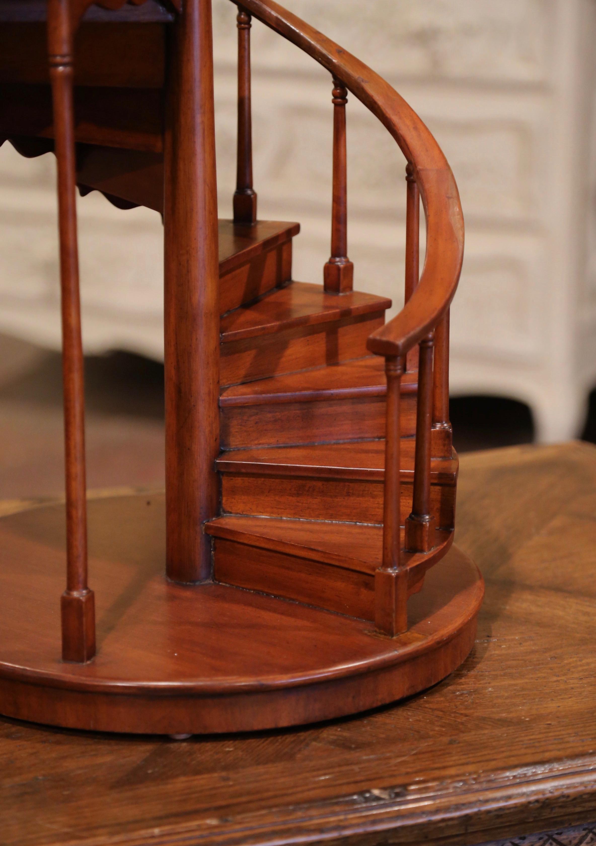 Midcentury English Carved Mahogany Miniature Circular Stair Model 2