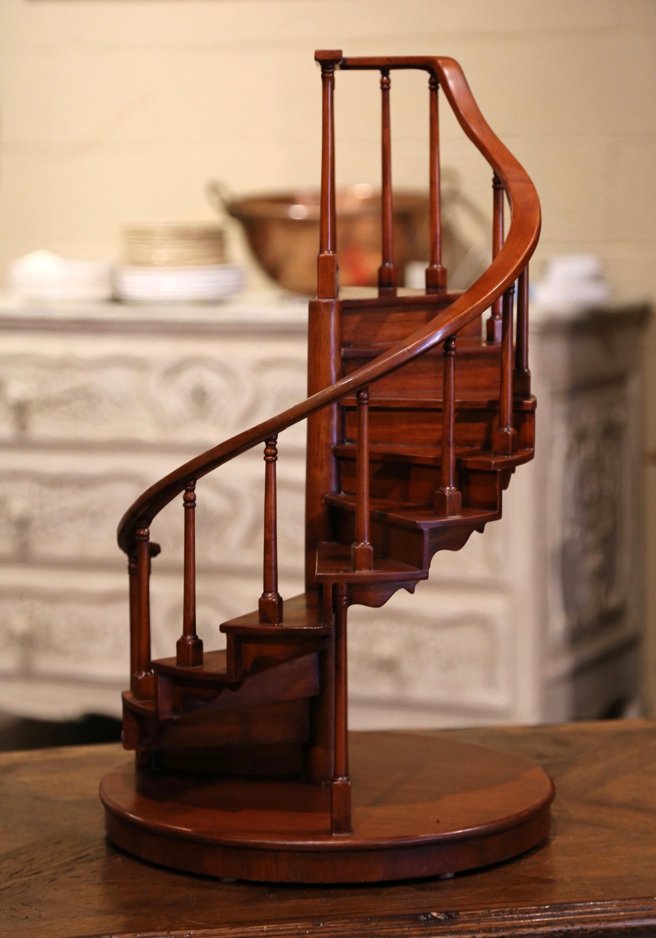 Midcentury English Carved Mahogany Miniature Circular Stair Model 3