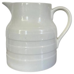 Mid-Century English Creamware 5 Pint Banded Pitcher Jug Dated 1953