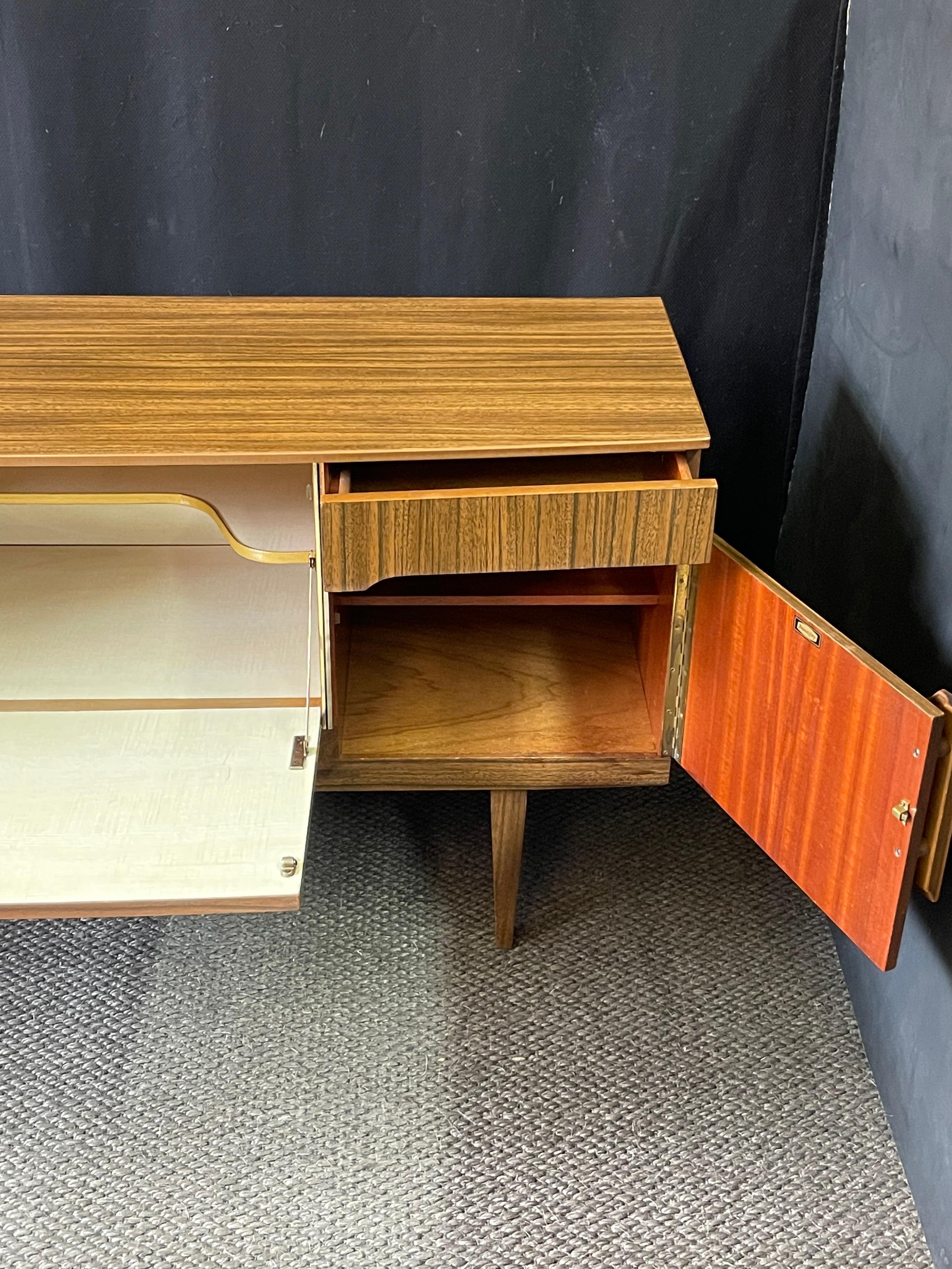 Brass Mid-Century, English Credenza and Dry Bar by Beautility For Sale