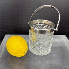 Mid-Century English Crystal and Plated Ice Bucket