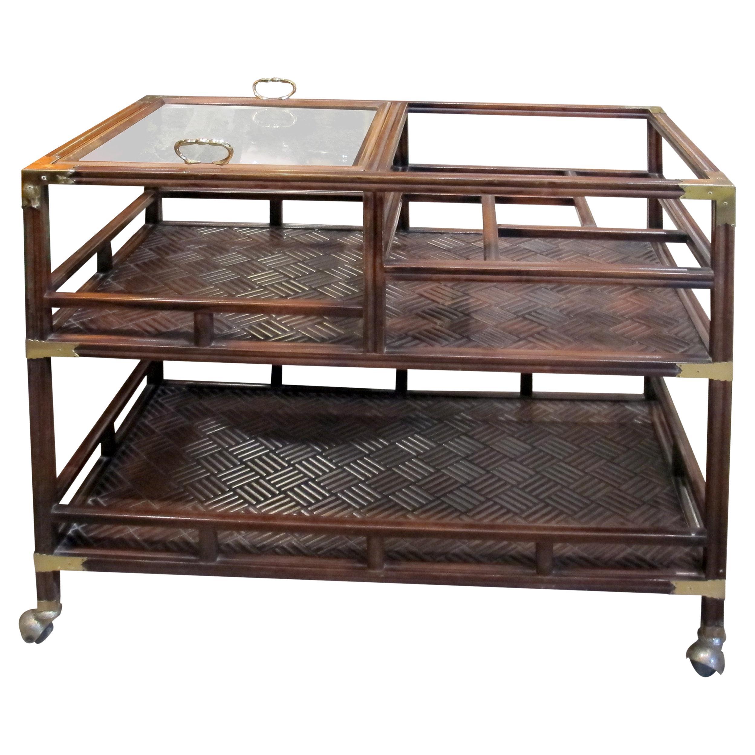 Mid-Century English Drinks Trolley with Removable Glass Tray