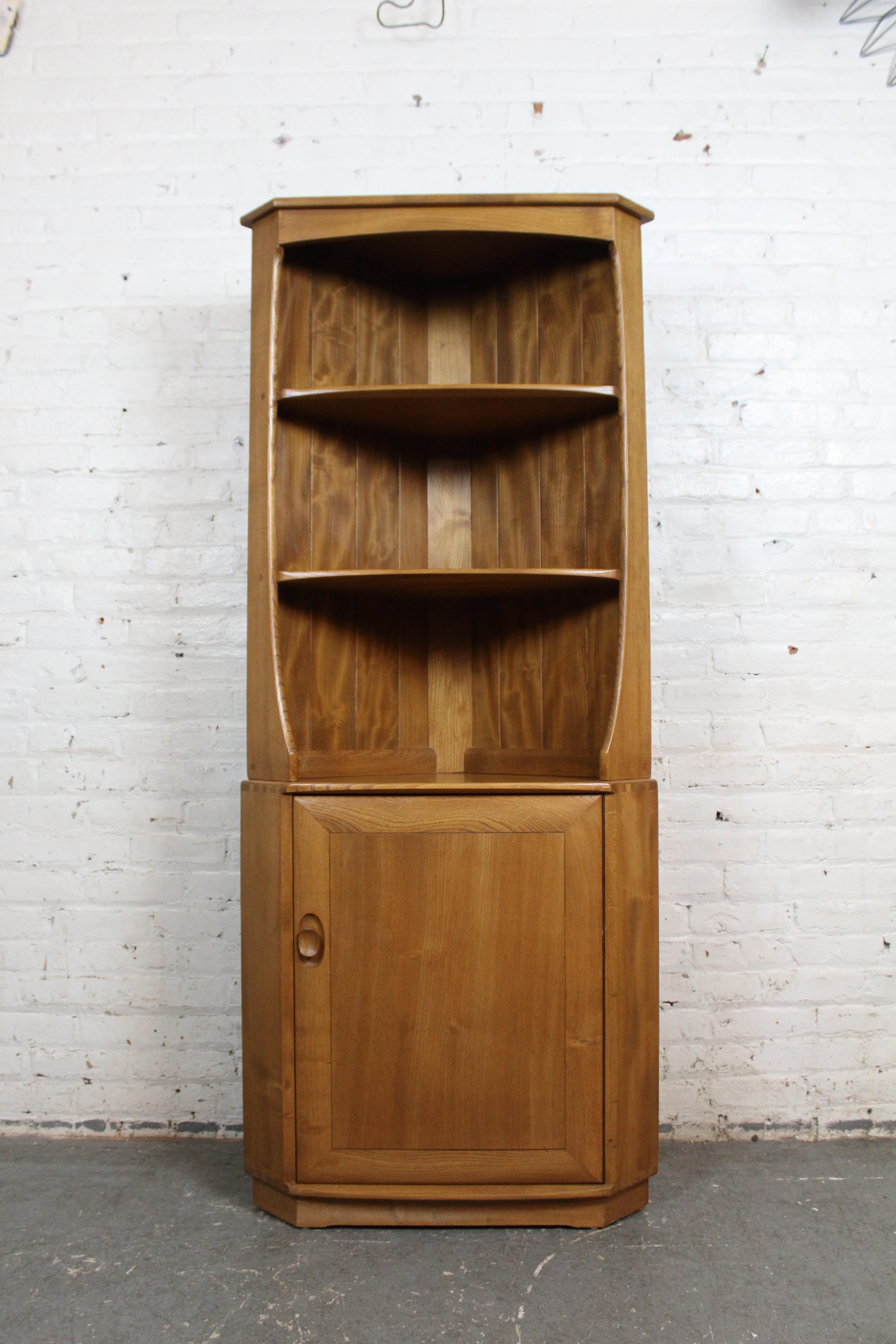 Mid-Century Modern Mid-Century English Elm Corner Cupboard by Ercol For Sale