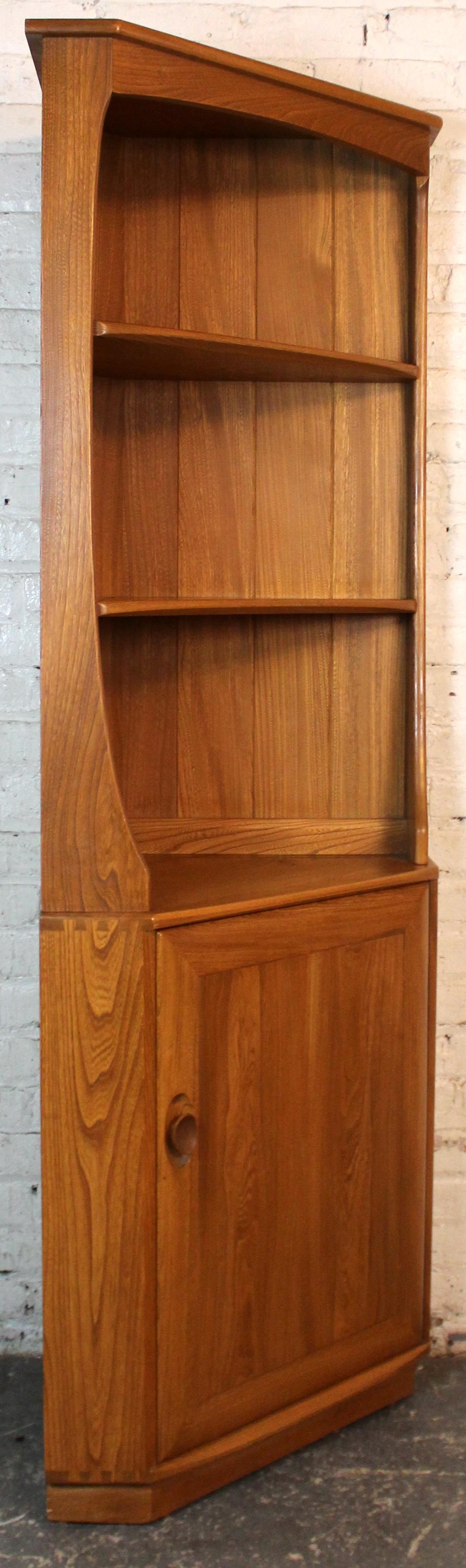 Mid-Century Modern Mid-Century English Elm Corner Cupboard by Ercol For Sale