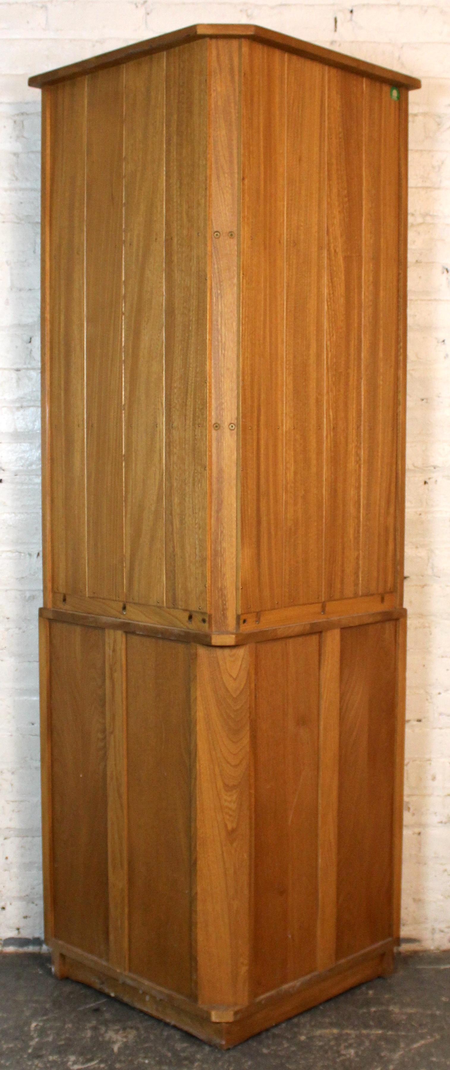 Carved Mid-Century English Elm Corner Cupboard by Ercol For Sale