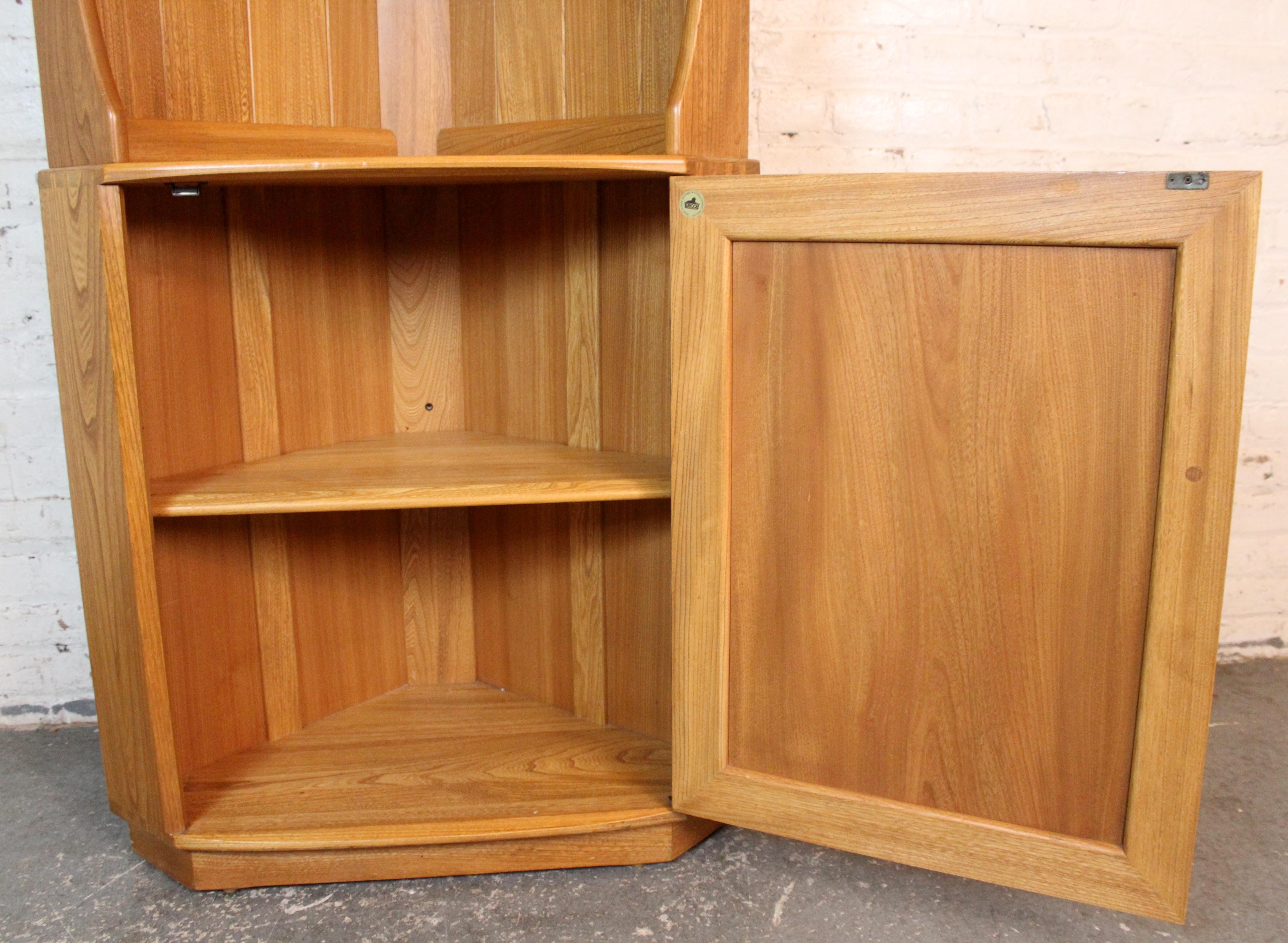 20th Century Mid-Century English Elm Corner Cupboard by Ercol For Sale
