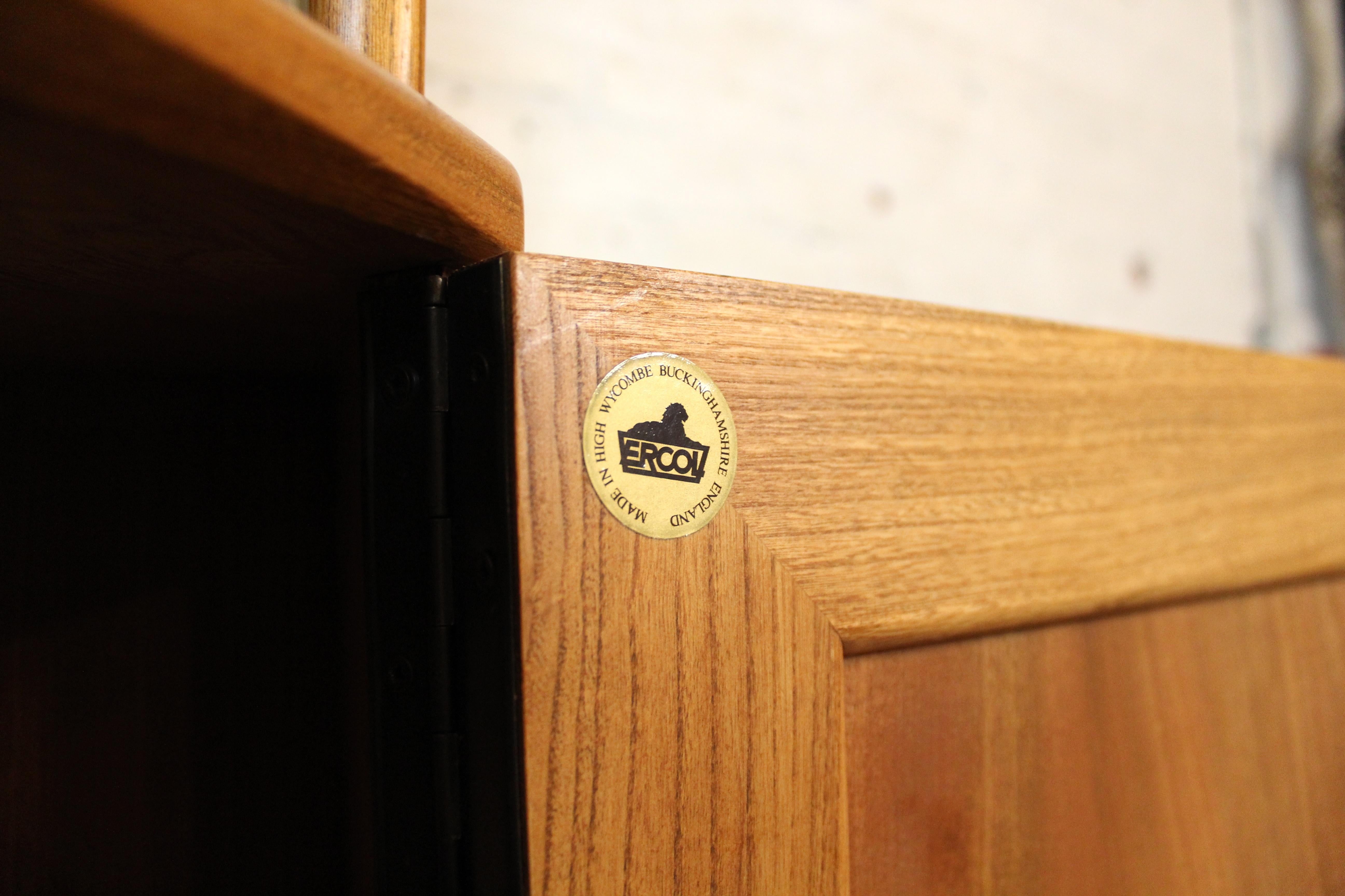 Wood Mid-Century English Elm Corner Cupboard by Ercol For Sale