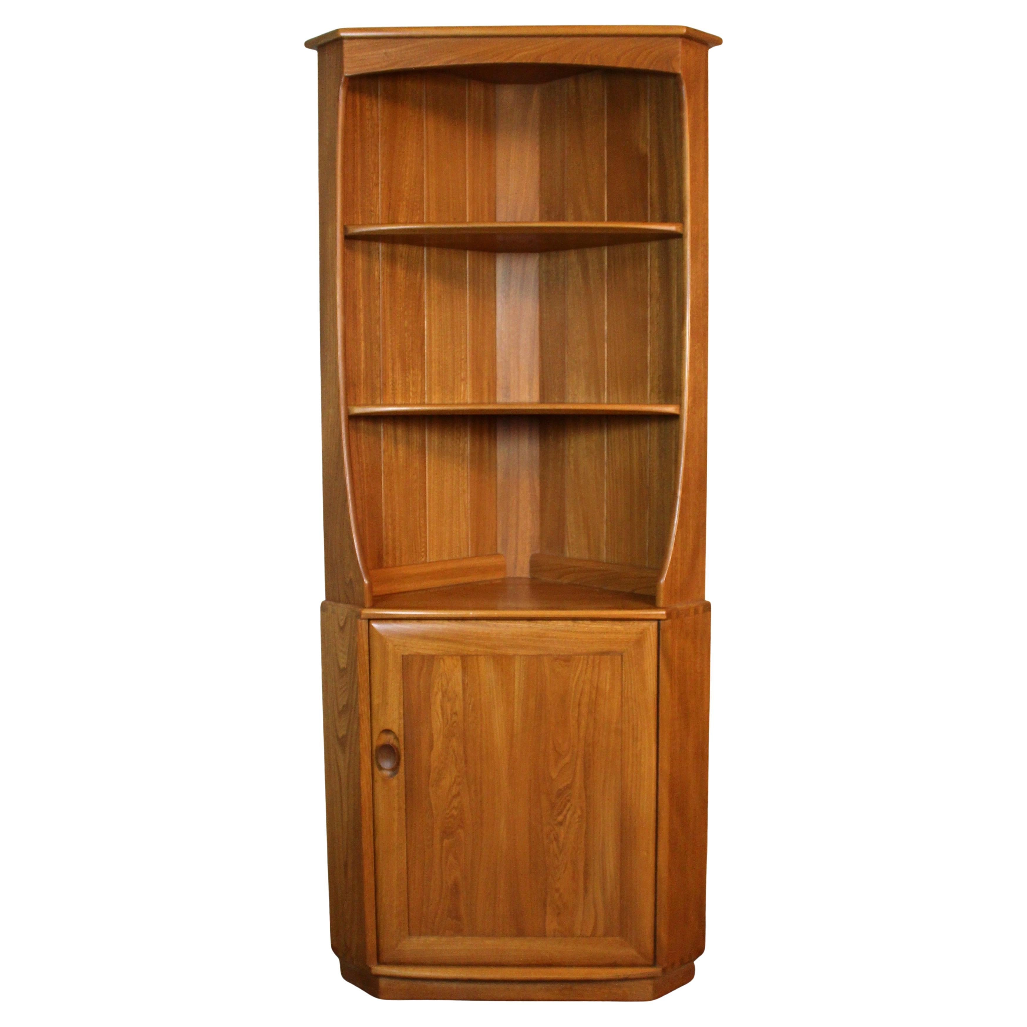 Mid-Century English Elm Corner Cupboard by Ercol For Sale