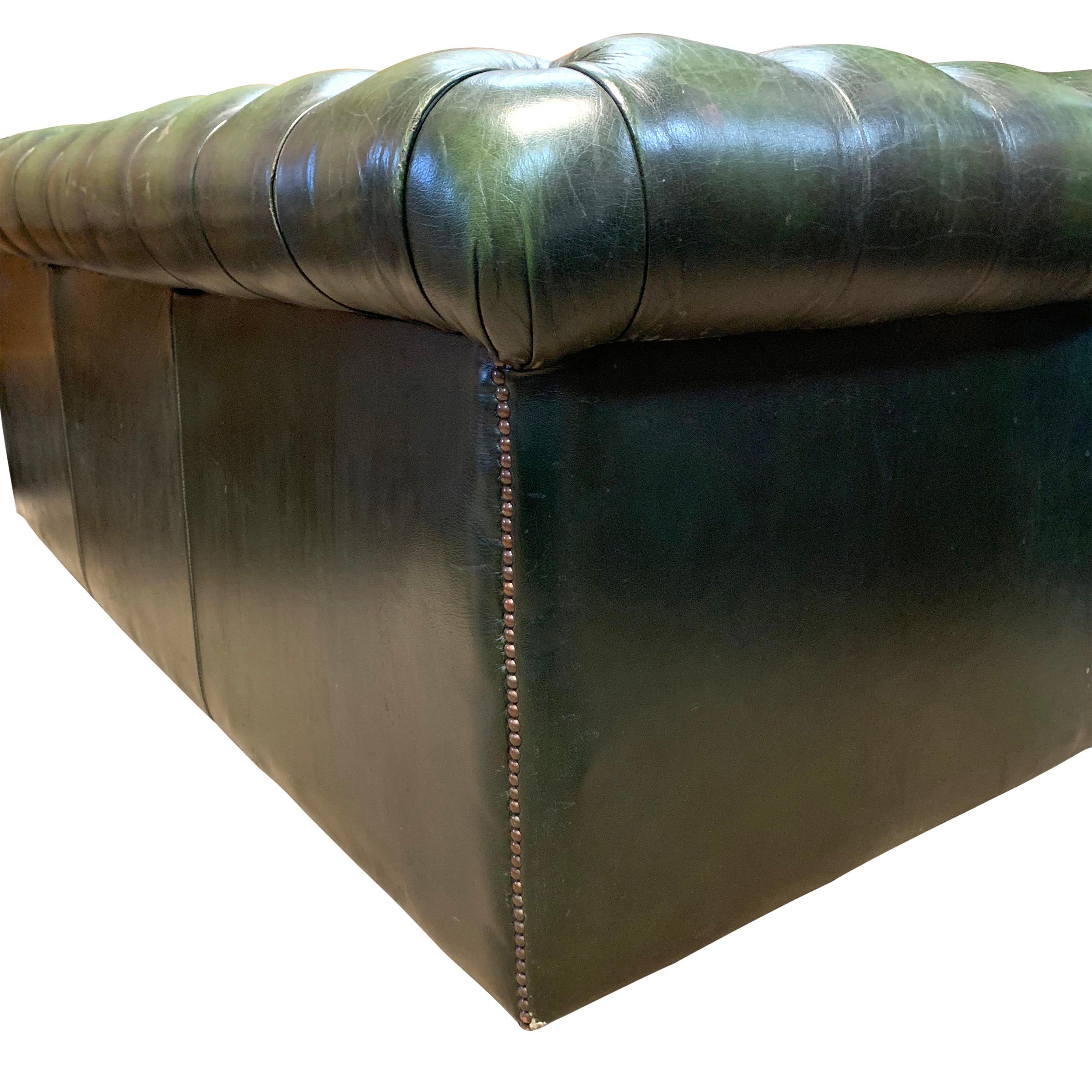 Late 20th Century Midcentury English Emerald Green Chesterfield Sofa