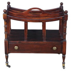 Mid Century English Georgian Style Mahogany Canterbury Magazine Rack Stand 19"