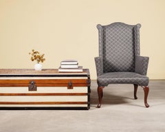 Mid-Century English Georgian Wingback Upholstered Armchair