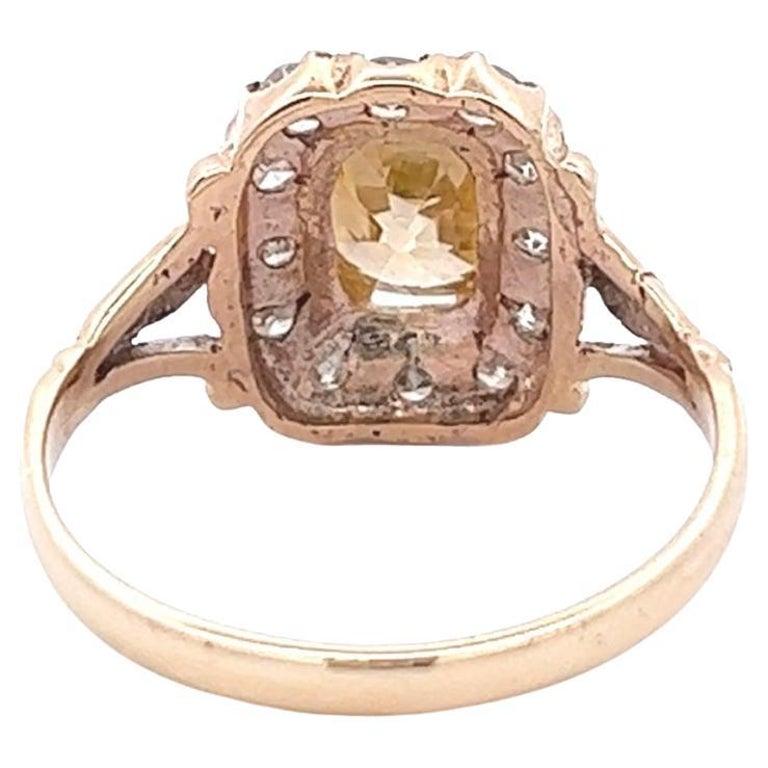 Mid Century English GIA 1.42 Carats Old Mine Cut Fancy Color Diamond Gold Ring 2