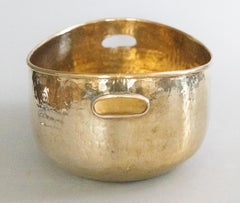 Mid-Century English Hammered Brass Planter Bowl Centerpiece