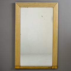 Mid Century English Mirror with White and Gilt Reeded Frame