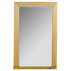 Miroir anglais du milieu du siècle avec cadre cannelé blanc et doré