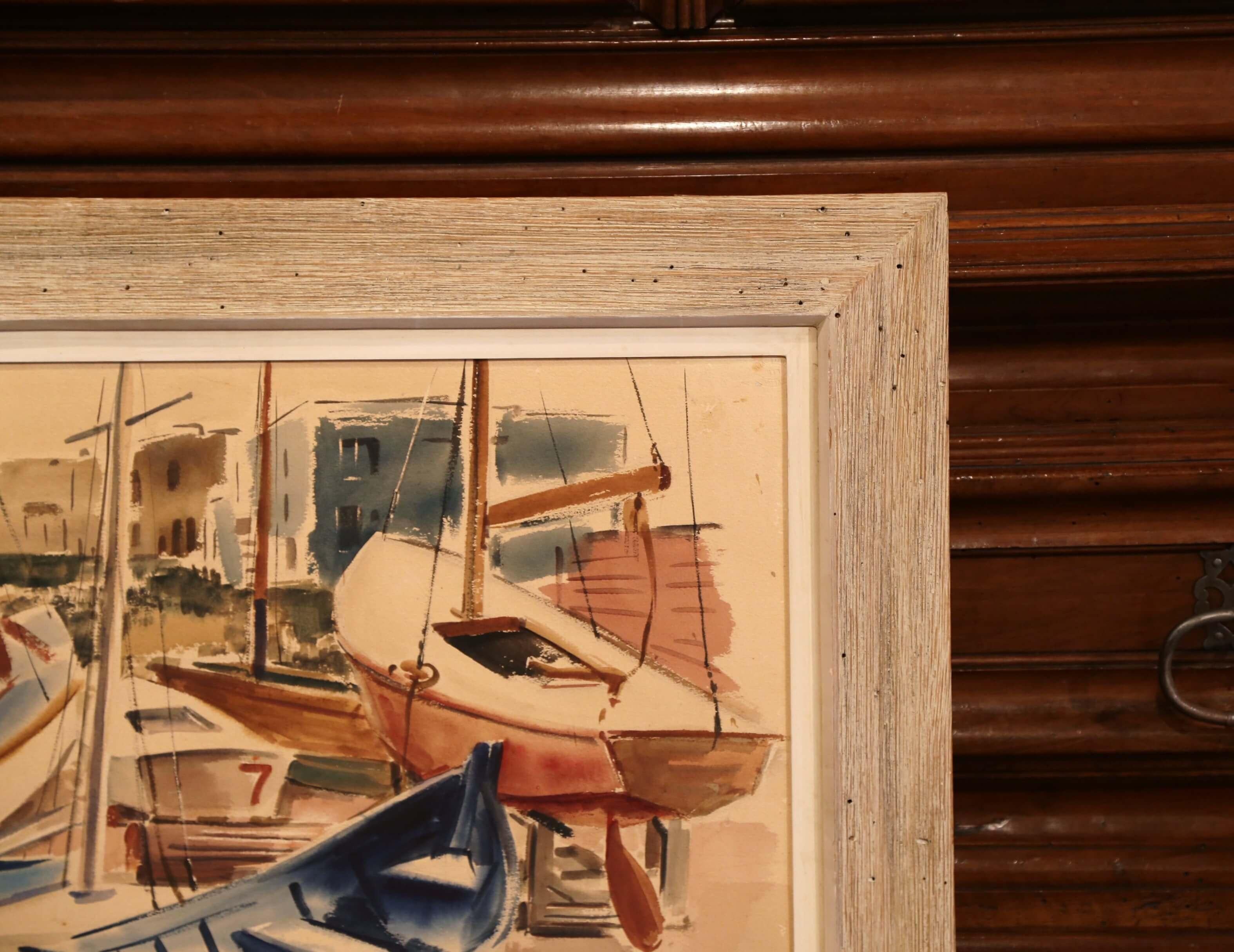 Englisch, Öl auf Platte, Boot, Gemälde, signiert J.C. Wright, datiert 1948, Jahrhundertmitte (20. Jahrhundert) im Angebot