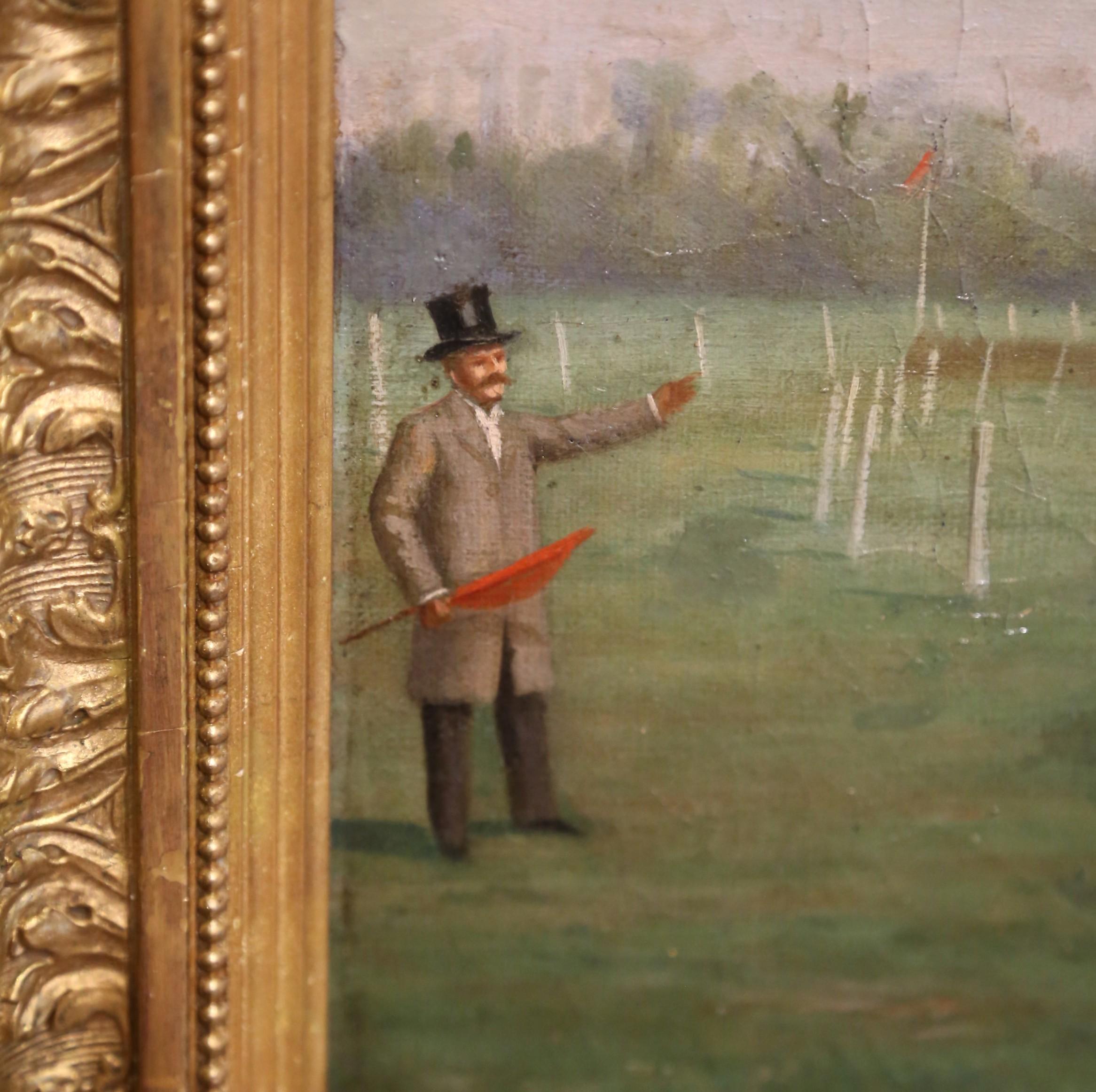 Olio su tela inglese di metà secolo Pittura di fantini firmata e datata 1943 in vendita 2
