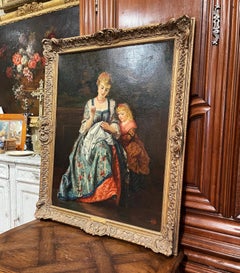 Mid-Century English Oil on Canvas Portrait Painting Signed Edward C. Barnes