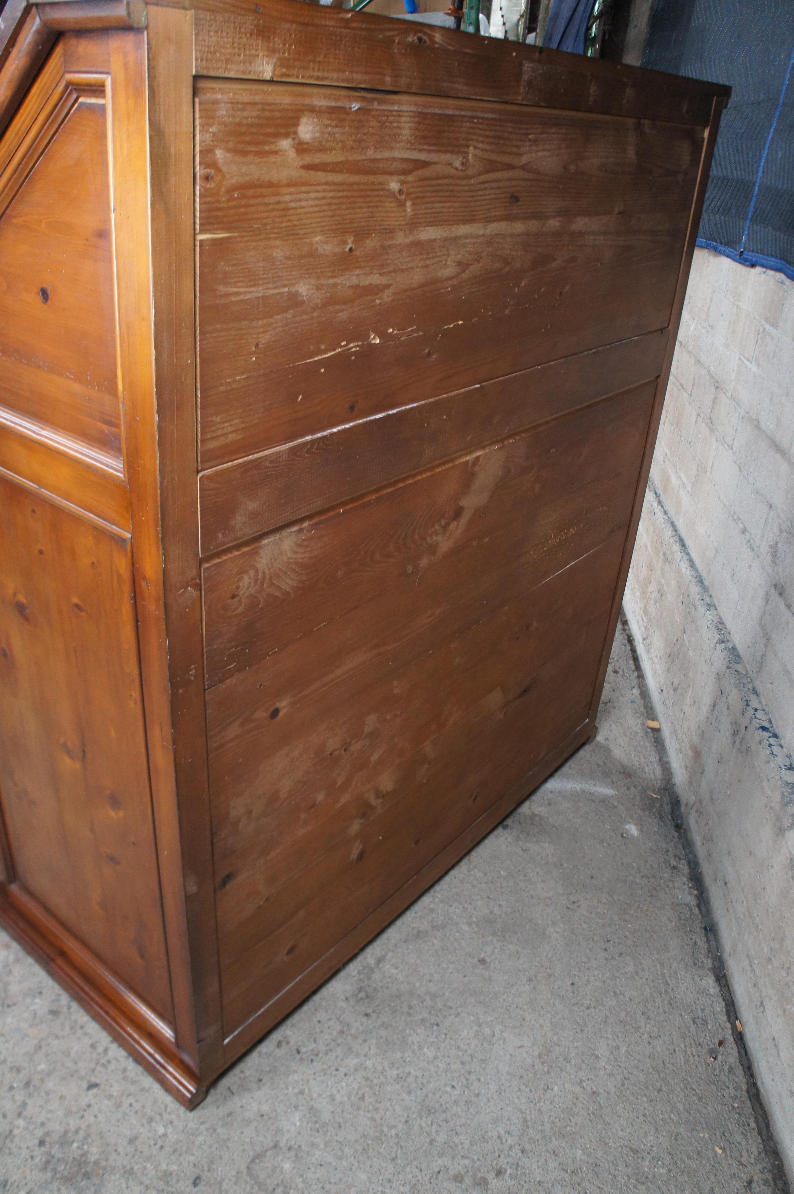 Mid Century English Pine Farmhouse Slant Top Standing Desk Dresser Secretary 59