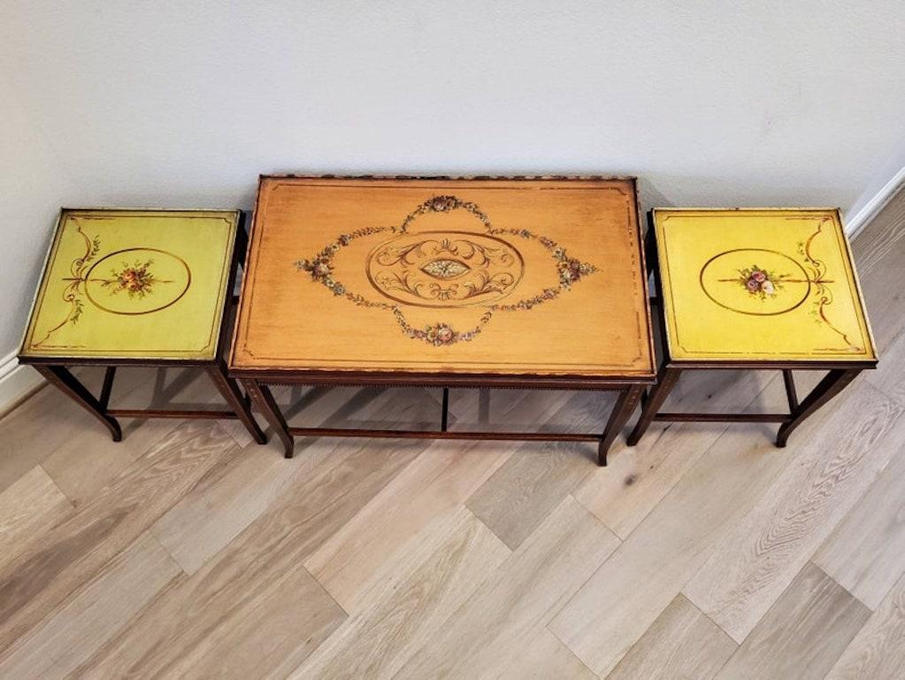 Mid-Century English Regency Adam Style Mahogany Nesting Tables, Set of 3 In Good Condition For Sale In Forney, TX