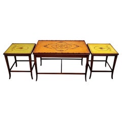 Mid-Century English Regency Adam Style Mahogany Nesting Tables, Set of 3