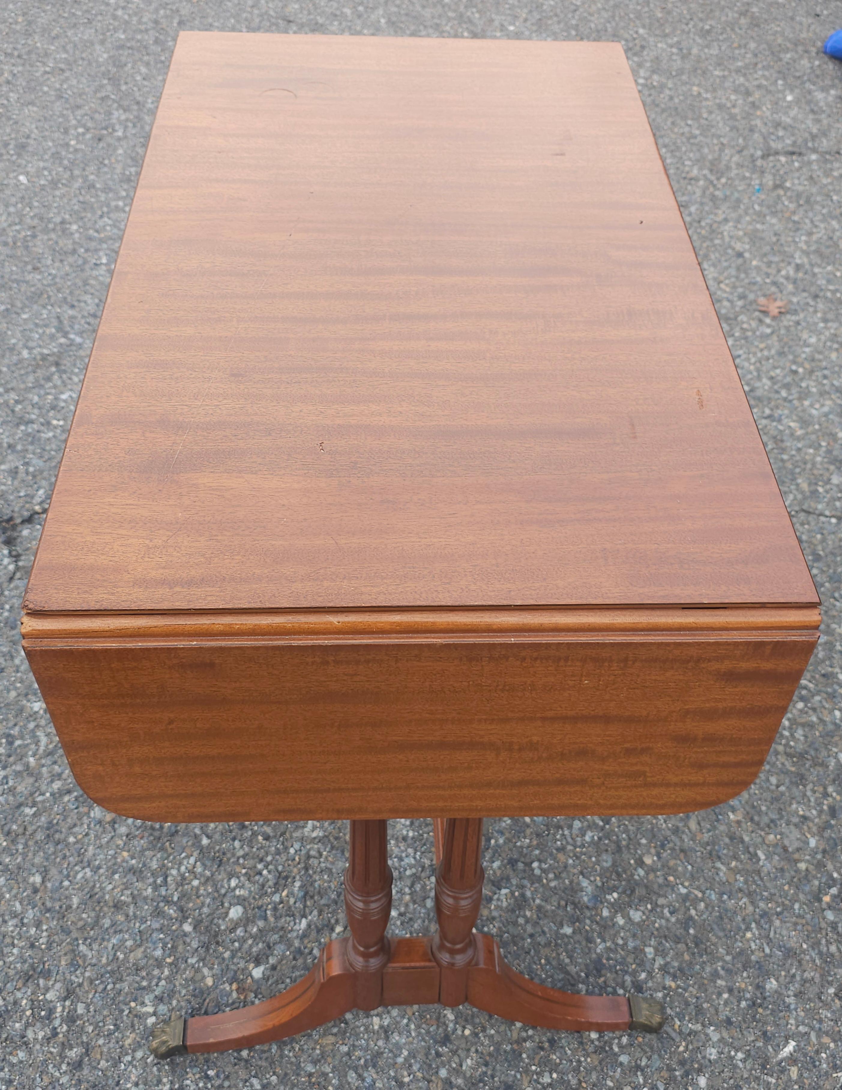 Mid Century English Regency Mahogany Drop Leaf Sofa Table Secretary For Sale 7