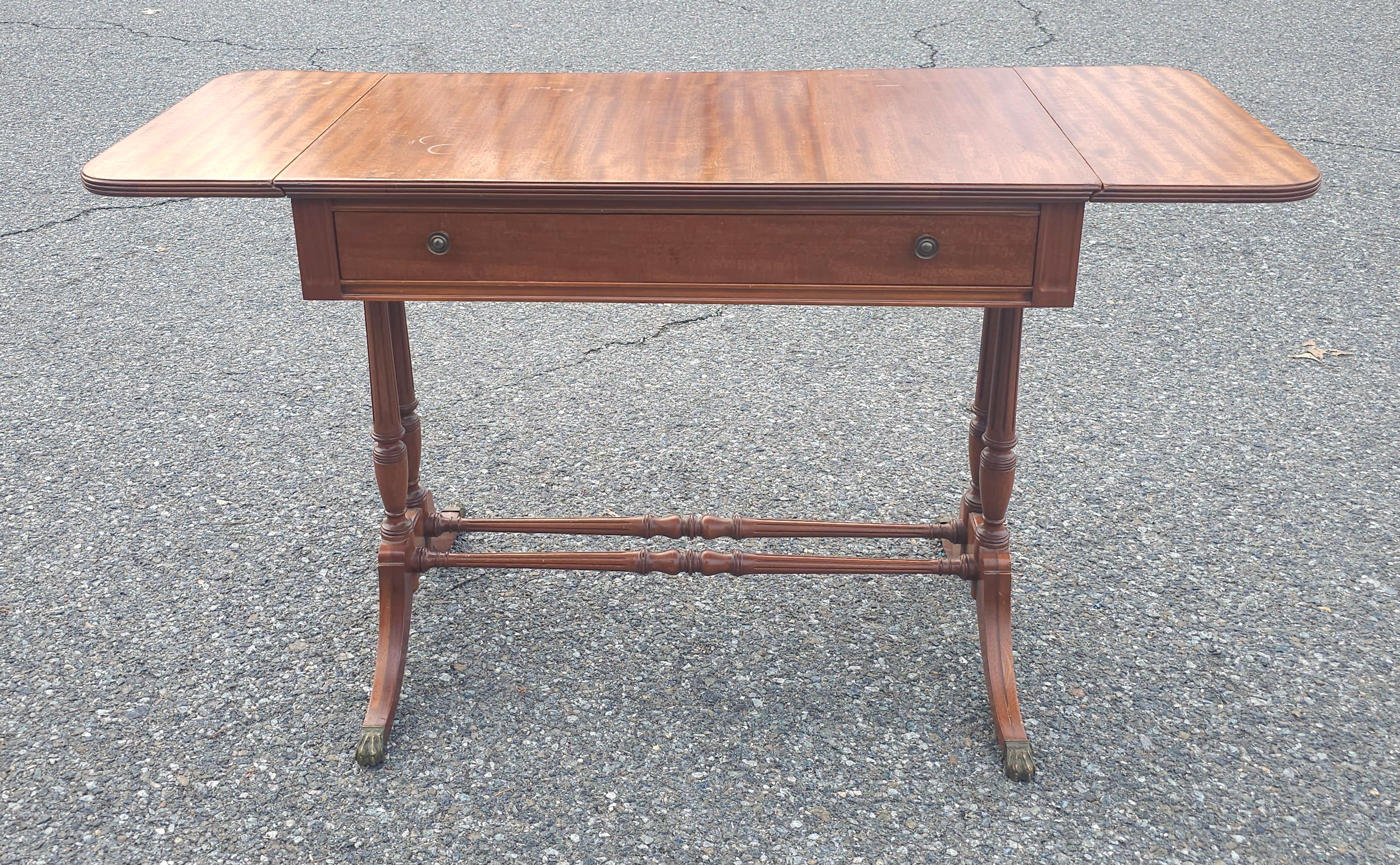 Mid-Century Modern Mid Century English Regency Mahogany Drop Leaf Sofa Table Secretary For Sale