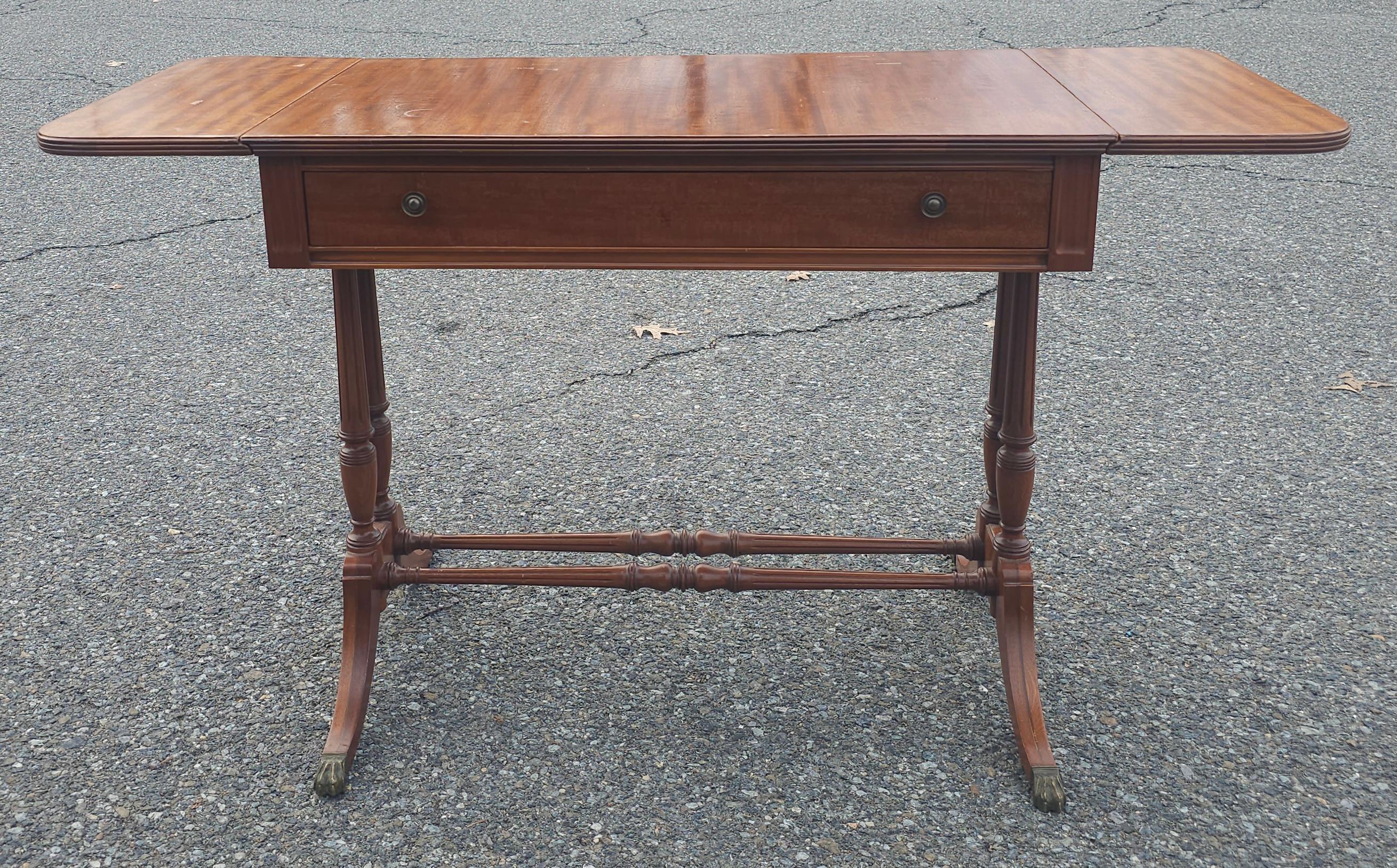 American Mid Century English Regency Mahogany Drop Leaf Sofa Table Secretary For Sale