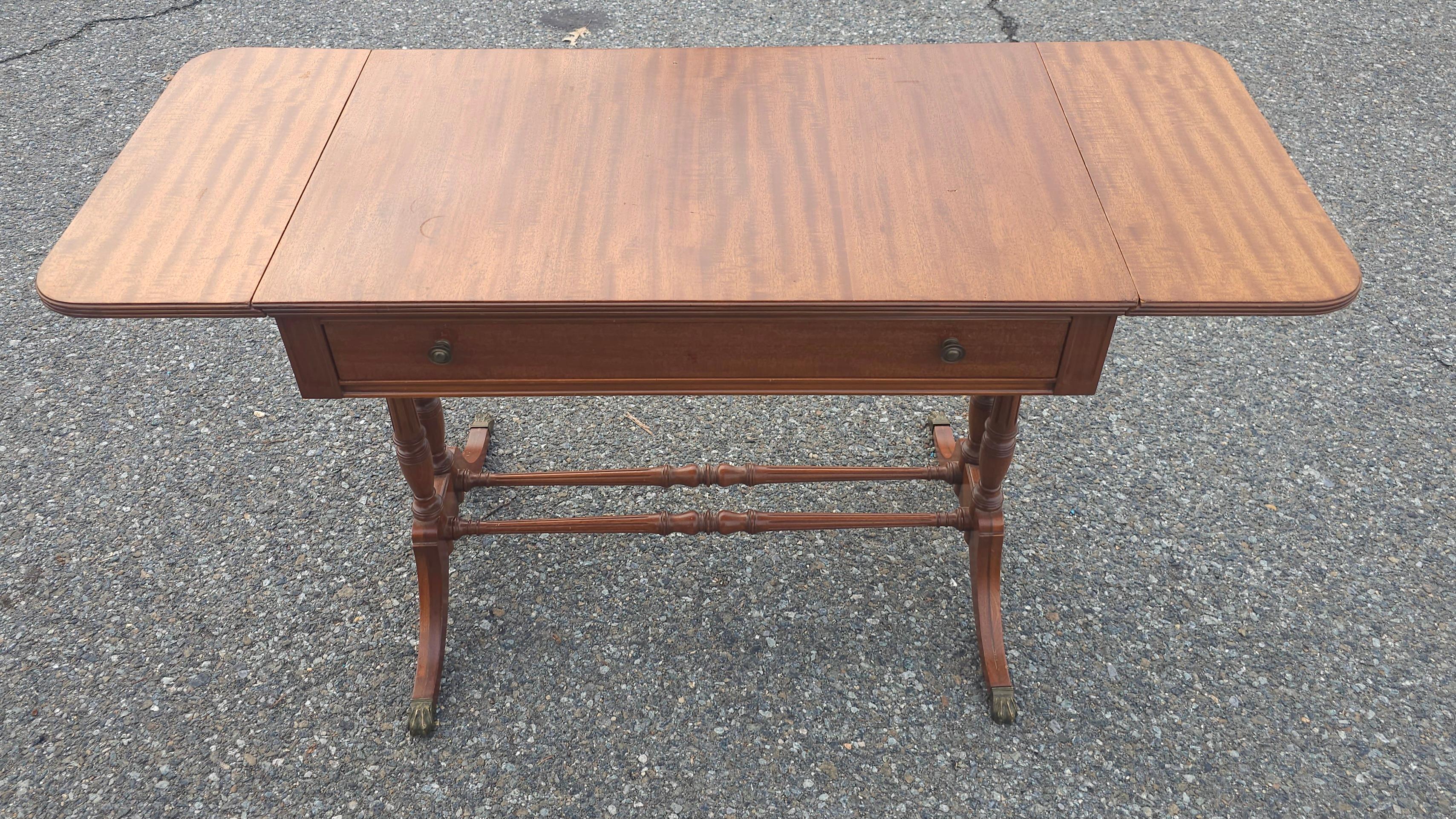 Other Mid Century English Regency Mahogany Drop Leaf Sofa Table Secretary For Sale
