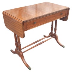 Mid Century English Regency Mahogany Drop Leaf Sofa Table Secretary
