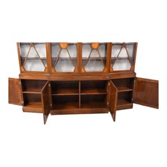 Mid-Century English Regency Style Intarsien Mahagoni & Satinholz Bücherschrank