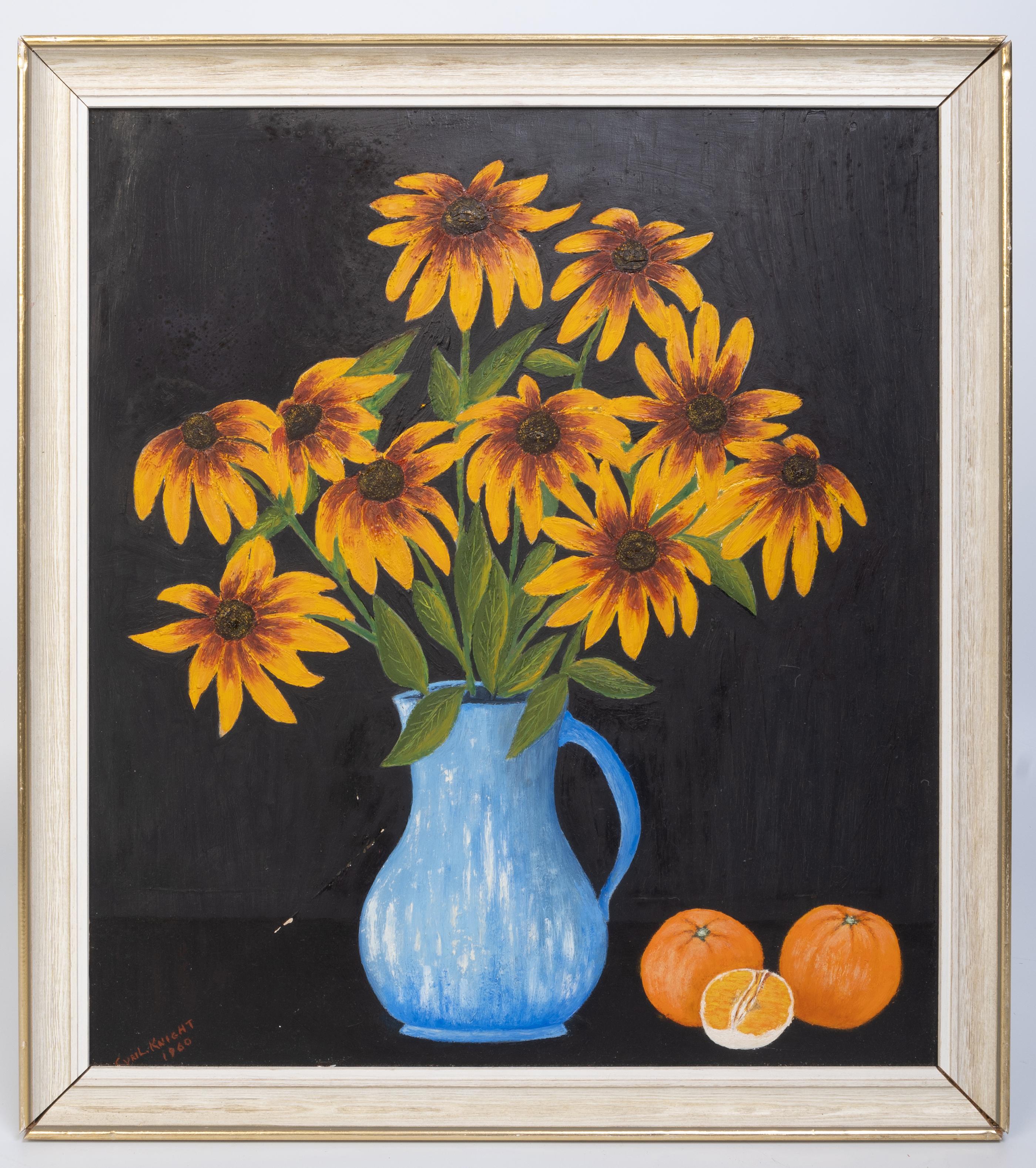 Paint Mid Century English School Oil On Board Still Life Signed Cyril Knight 1960 For Sale