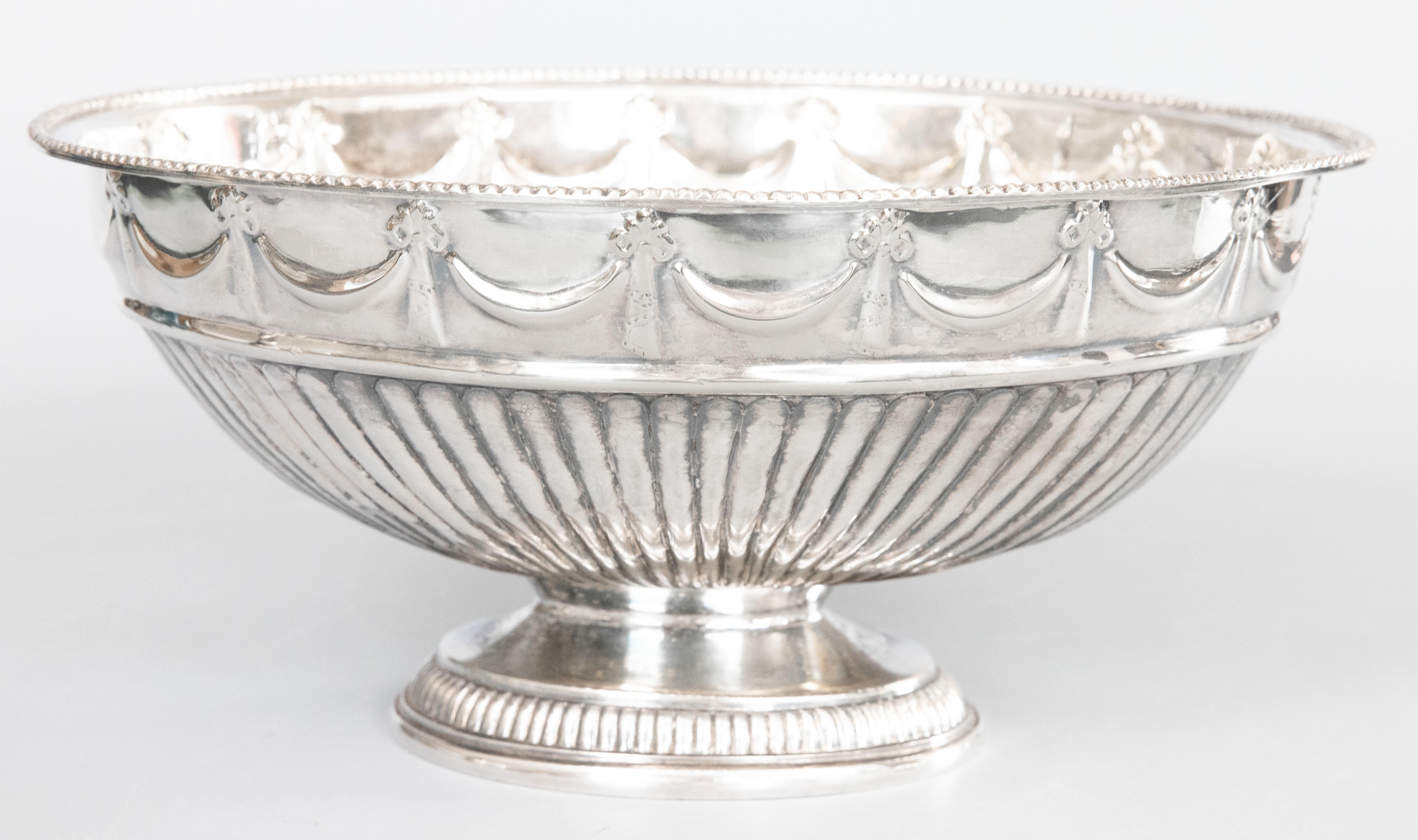 Mid-Century English Silver Plate Oval Pedestal Centerpiece Bowl Wine Cooler  For Sale 6