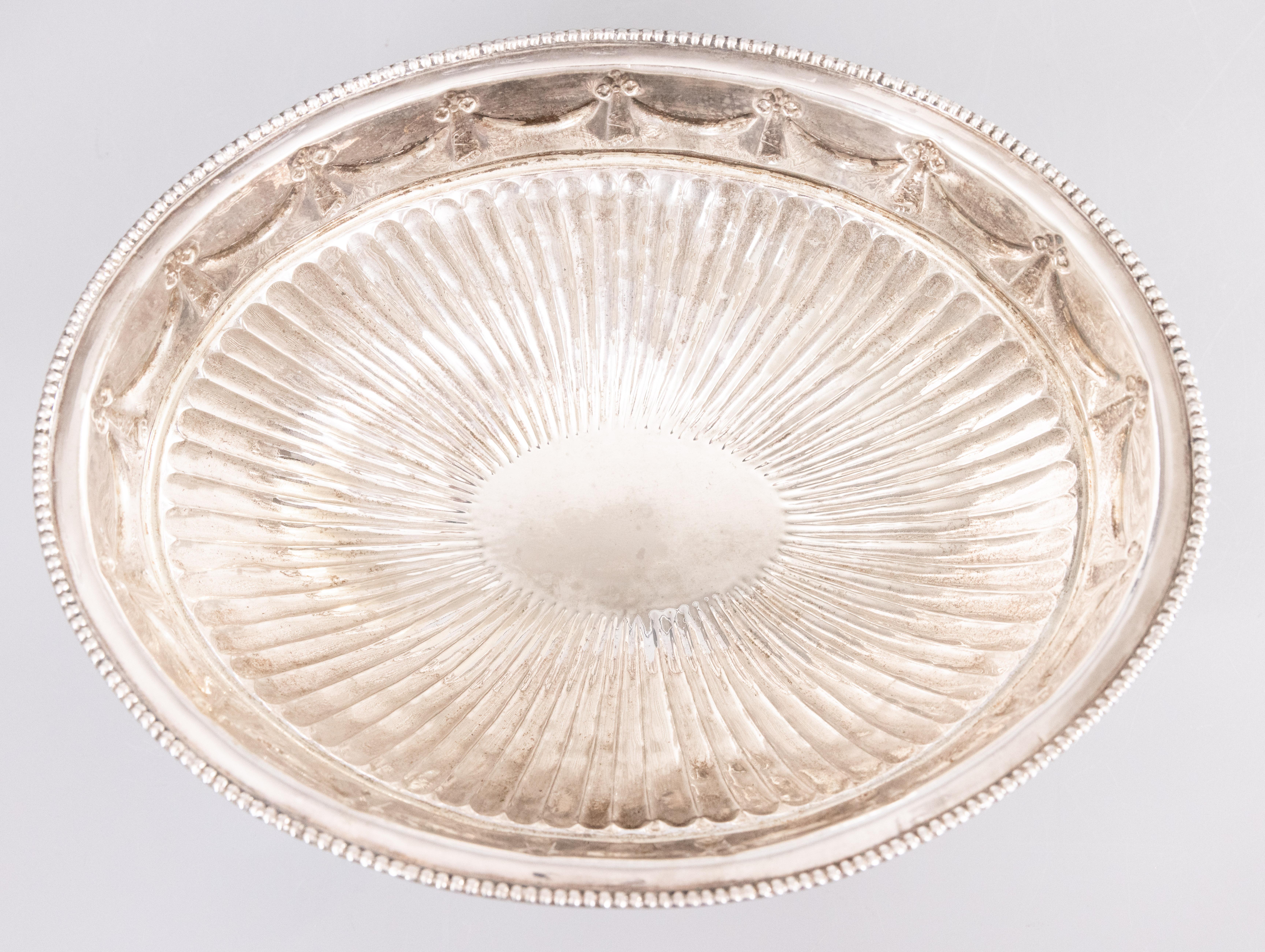 Mid-Century English Silver Plate Oval Pedestal Centerpiece Bowl Wine Cooler  For Sale 3
