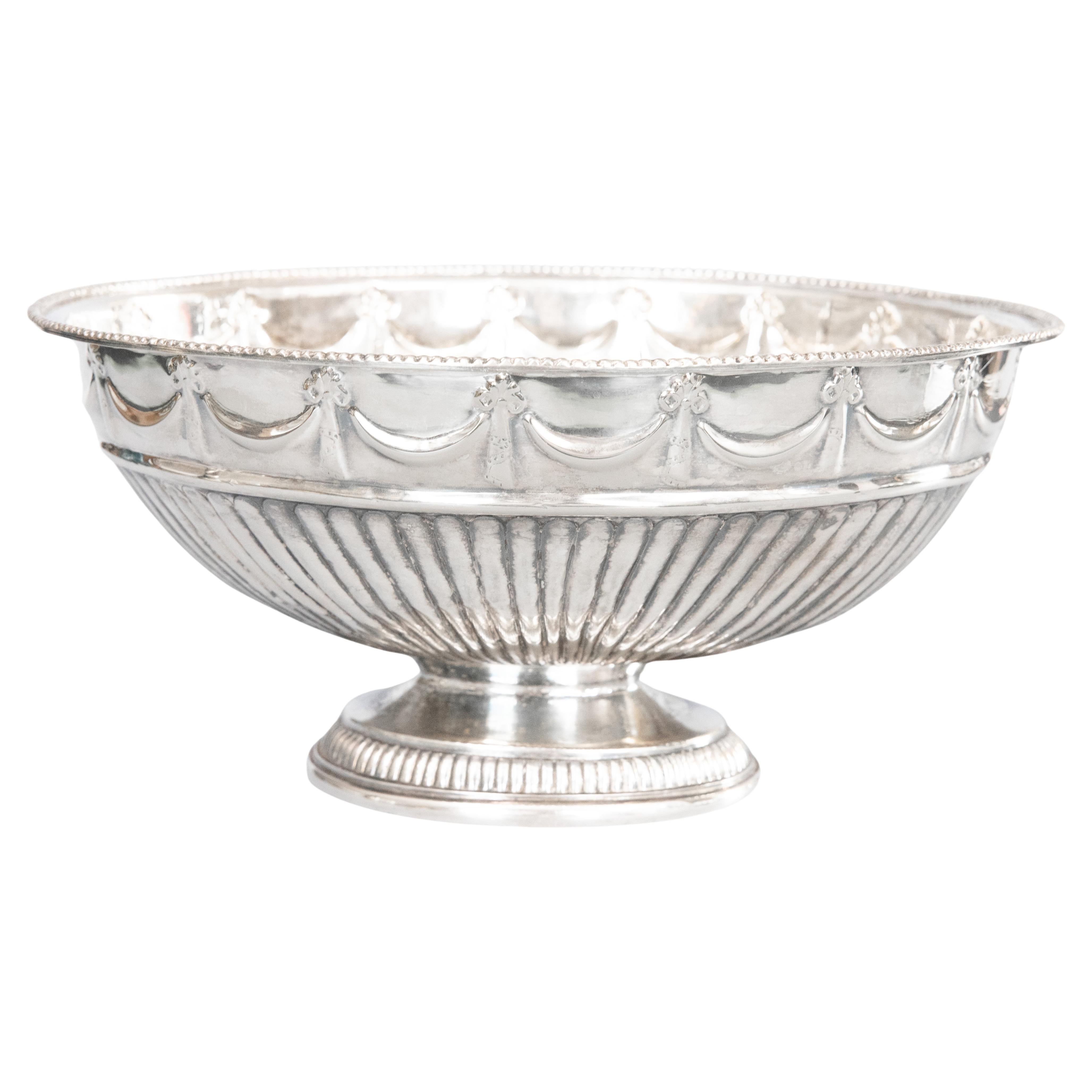 Mid-Century English Silver Plate Oval Pedestal Centerpiece Bowl Wine Cooler  For Sale