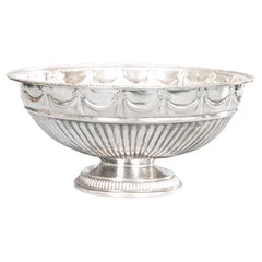 Mid-Century English Silver Plate Oval Pedestal Centerpiece Bowl Wine Cooler 