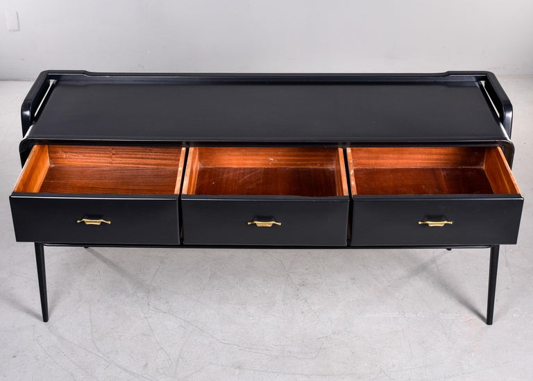 Mid Century English Six Drawer Mahogany Chest with New Black Finish In Good Condition In Troy, MI