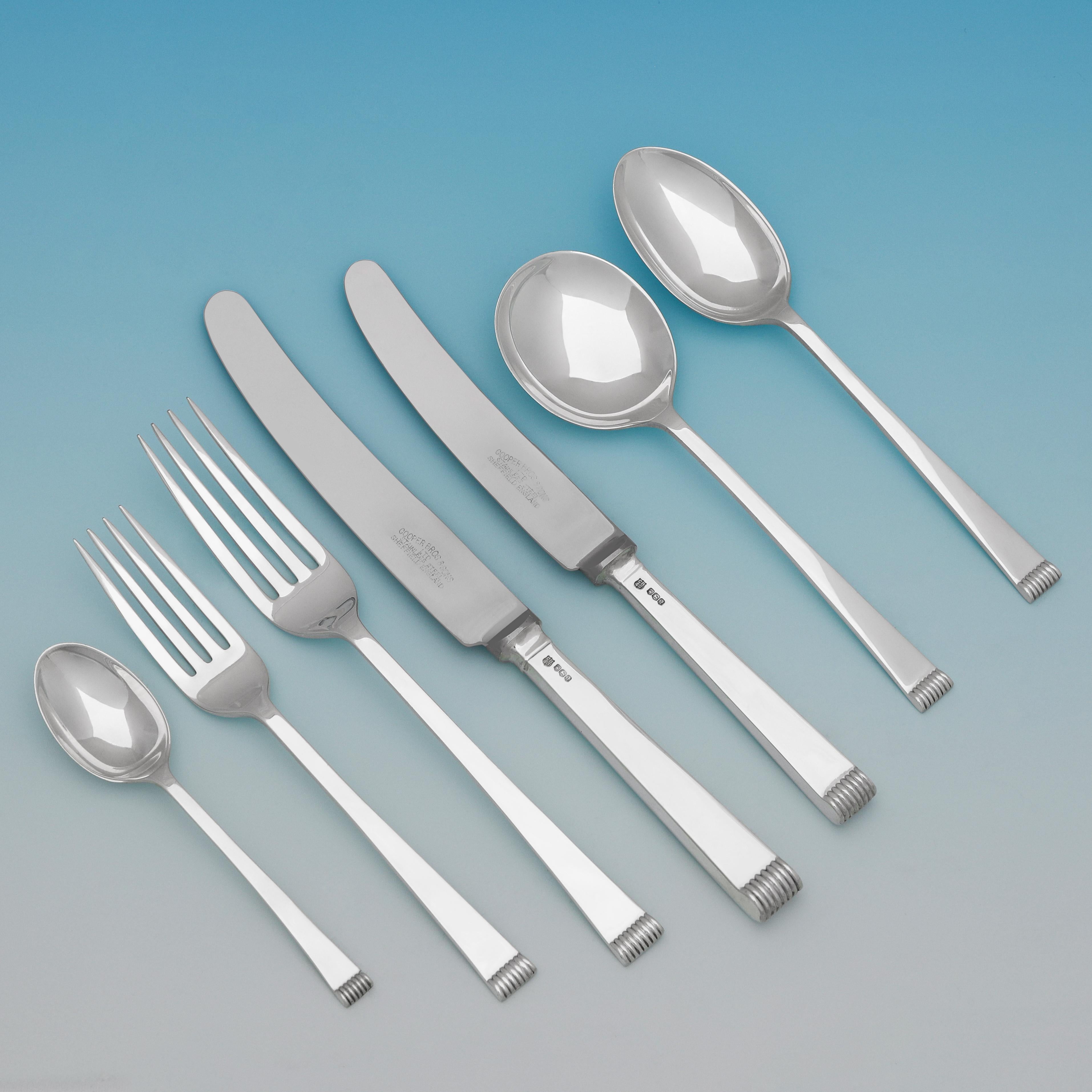 Mid-Century Modern Mid Century English Sterling Silver Set of Cutlery / Flatware, Glamis Patten