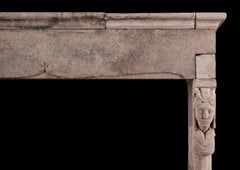 Mid-Century English Stone Fireplace in Gothic Style, 19th Century