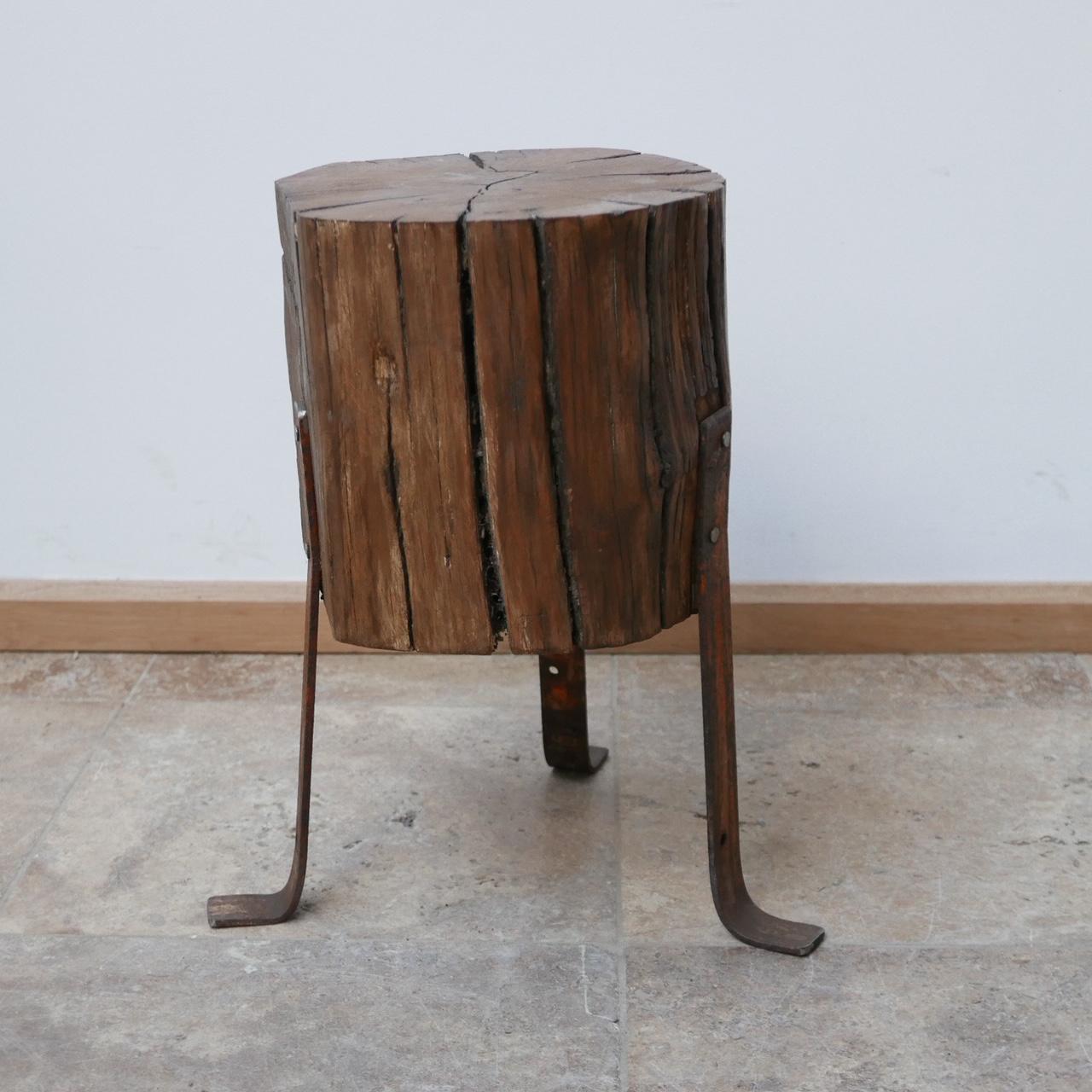 Iron Mid-Century English Stump Side Table For Sale