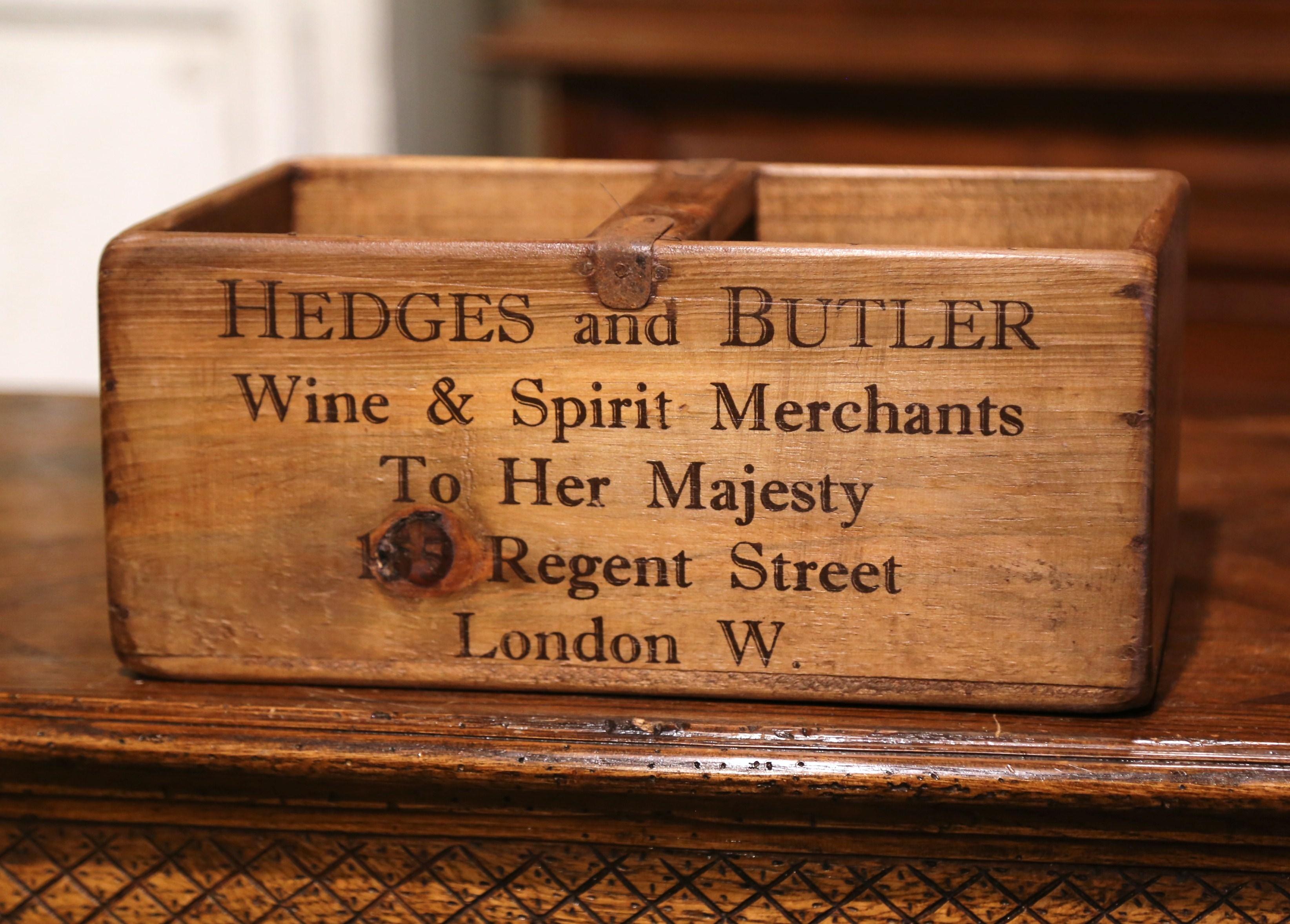 Mid-Century English Wooden Crate Wine and Spirit Box from London In Excellent Condition In Dallas, TX